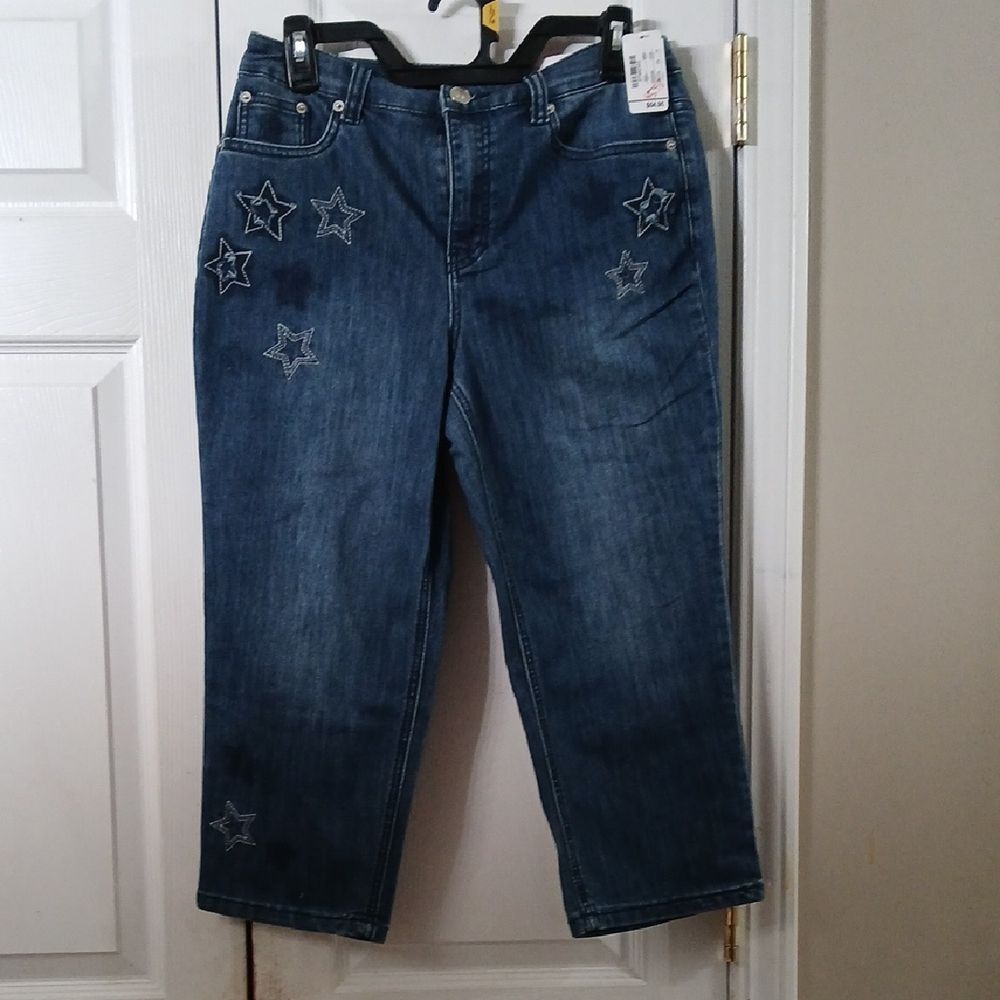 Christpher & Banks classic capris with Star Embroidery Sz 4 NWT